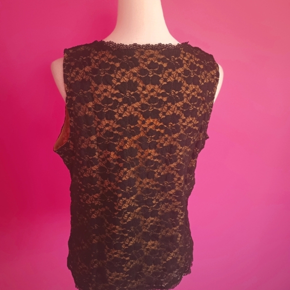 Kathleen Kirkwood Y2K Black Lace Overlay Sleeveless Blouse (NWT!) (Size L) - Picture 5 of 9